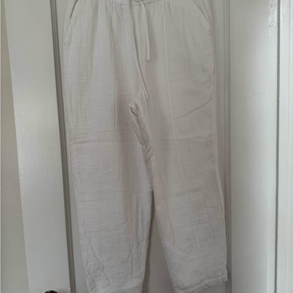 NWT J Crew Ladies White Gauze Drawstring Joggers